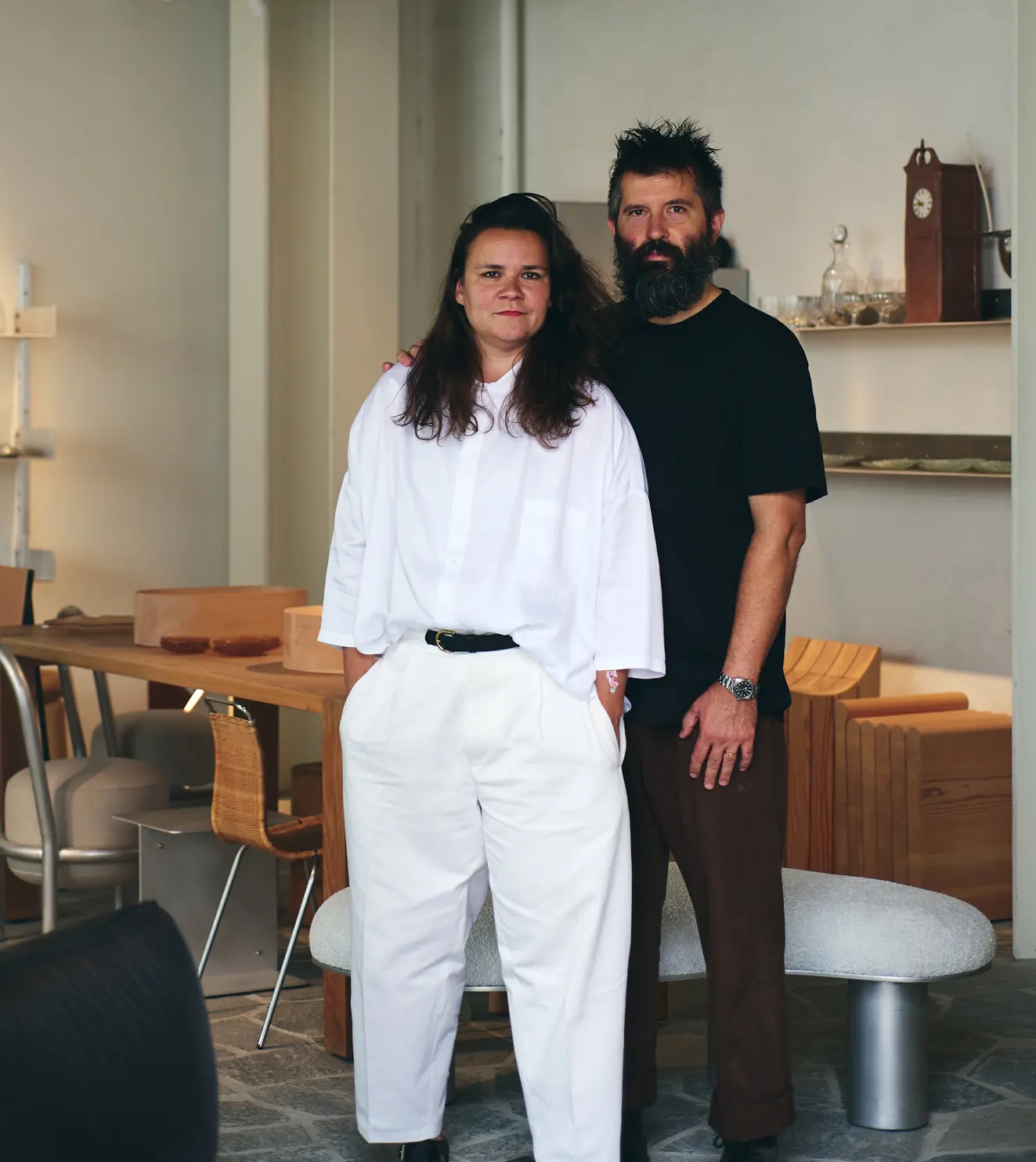Two people standing in the Klein home store at Signal