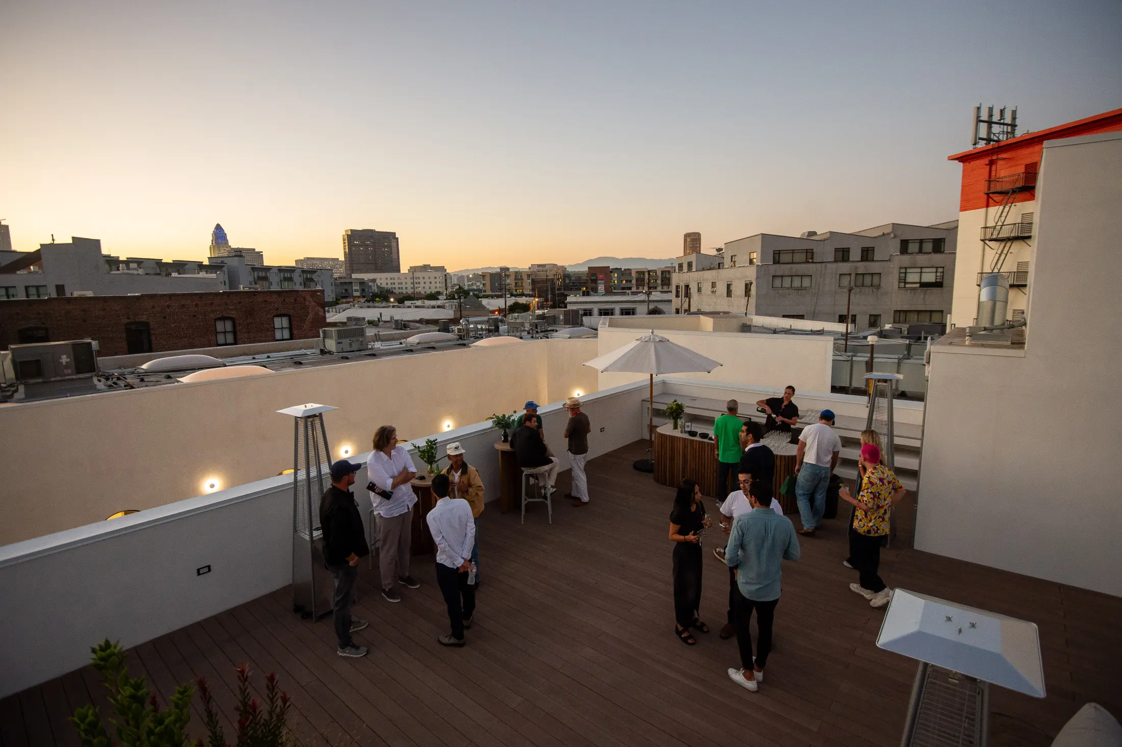 Guests on the roof at Signal at sunset