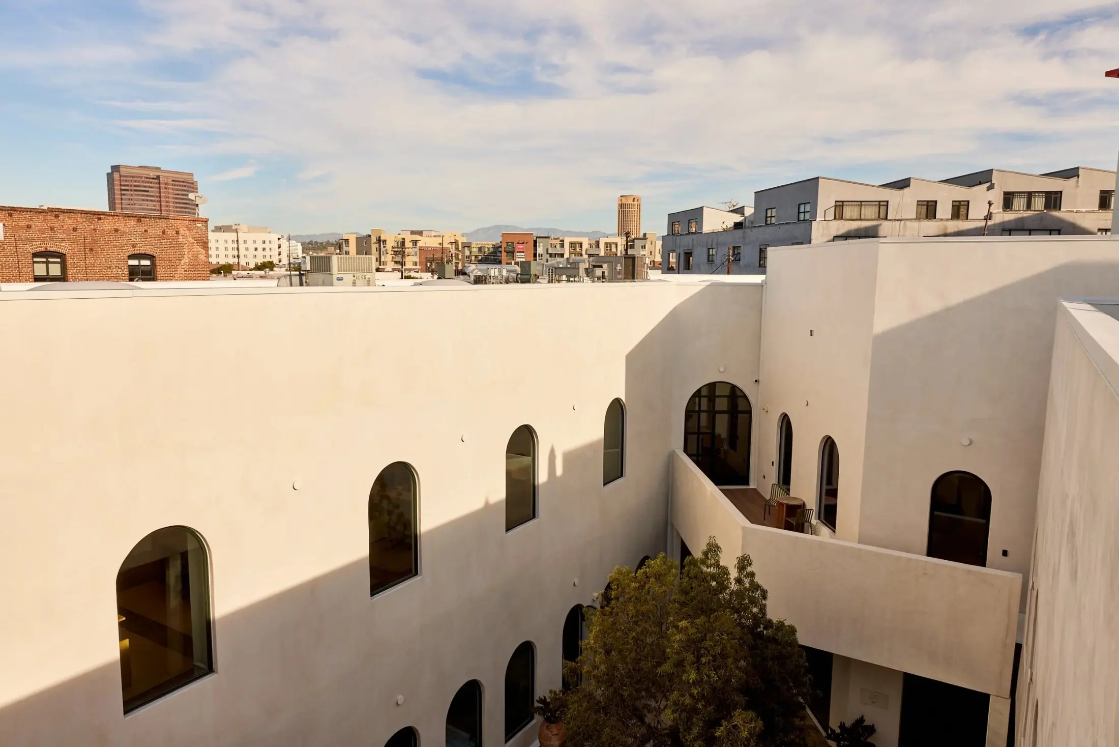 Looking down into the courtyard from the roof at Signal